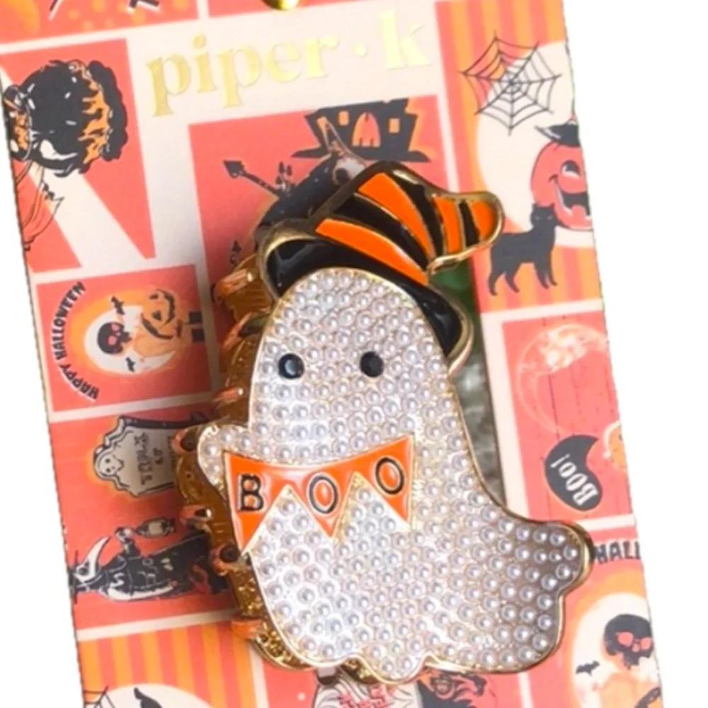 NWT ⚜️🖤⚜️ Piper K Adorable Ghost with BOO Banner Hair claw Clip